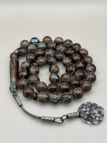 سبحة بكلايت | فيروز معتق مع طرابزونة فضة