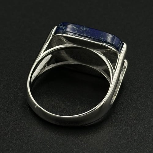 محيط | خاتم ملكي مربع فضه عيار 925 - كحلي معرق