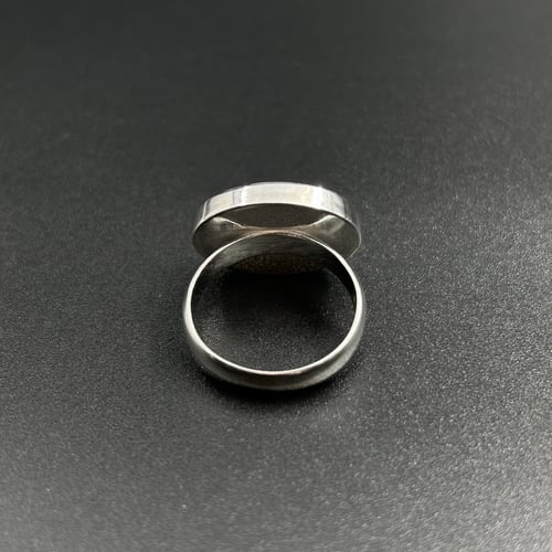 ماربل | خاتم ملكي بيضاوي فضه عيار 925 - رصاصي مموج