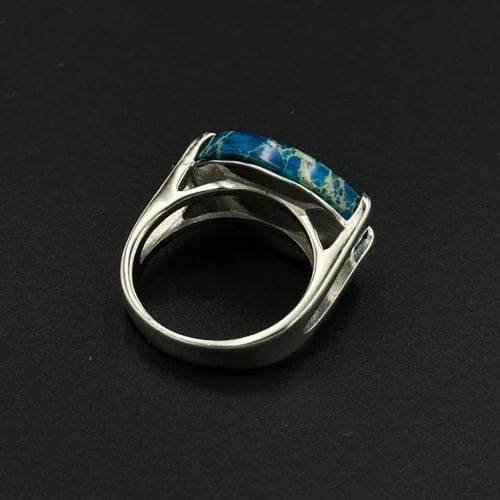 سماء | خاتم ملكي مقبض فضة عيار 925 - سماوي مموج