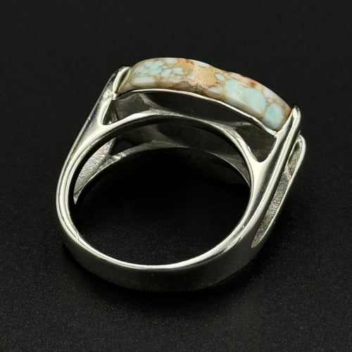 فيروز | خاتم ملكي مقبض فضة عيار 925 - فيروزي معتق