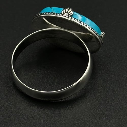 فيروز | خاتم ملكي تاج فضة عيار 925 - فيروزي