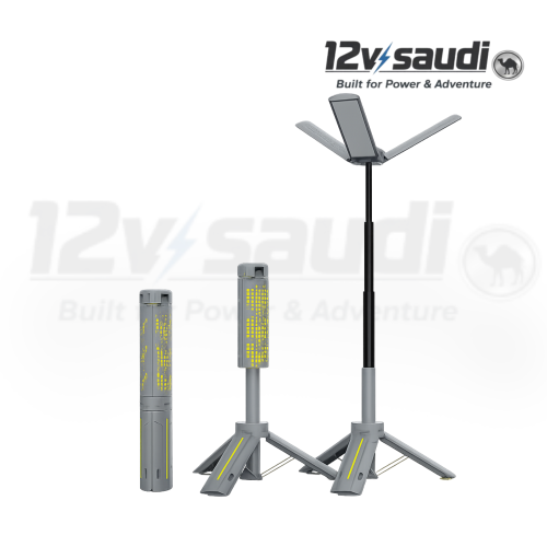 مصباح LED للتخييم قابل للشحن Type-C — ذراع تلسكوبي ومقاوم للماء