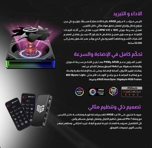 كيس صندوق كمبيوتر ماجيستي ميد تاور رعد – 6 مراوح A...