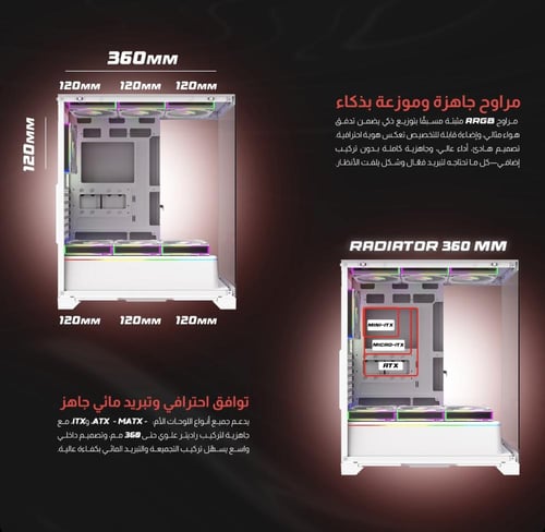 صندوق كمبيوتر ماجيستي طويق ميد تاور – 7 مراوح ARGB...