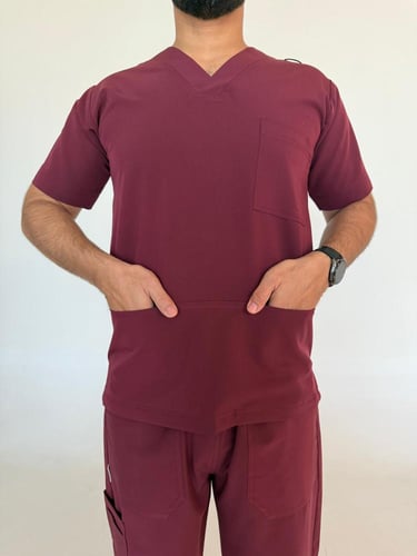 سكراب رجالي عنابي - Burgundy men's scrub