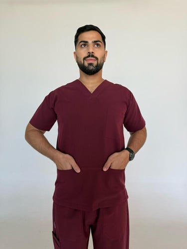 سكراب رجالي عنابي - Burgundy men's scrub