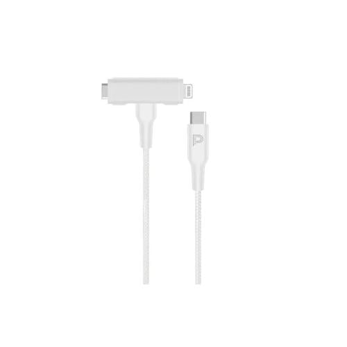 كابل Powerology المضفر مع USB-C إلى USB-C وكابل Li...