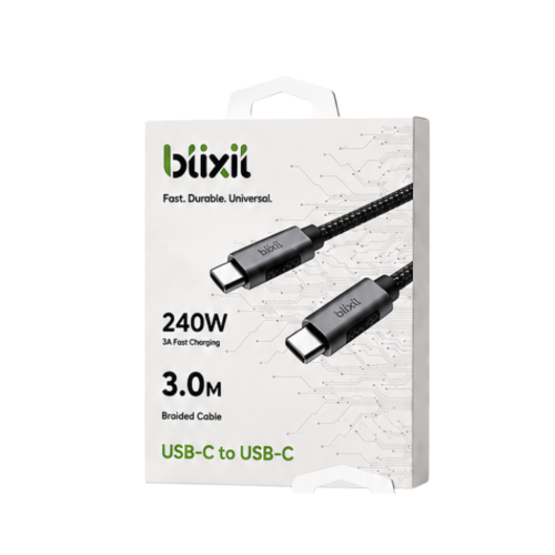 كيبل شحن Bixit فائق السرعة USB-C إلى USB-C بقوة 24...
