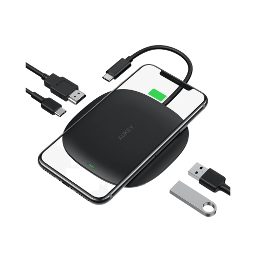 محطة شحن لاسلكية AUKEY 100W 5 في 1 مع HDMI وUSB 3....