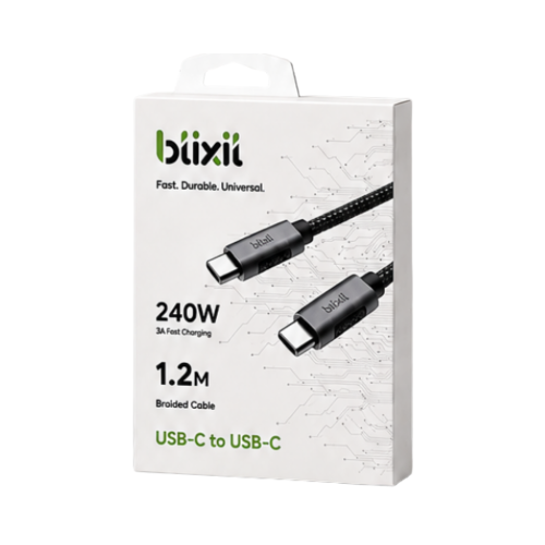 كيبل شحن Bixit فائق السرعة USB-C إلى USB-C بقوة 24...
