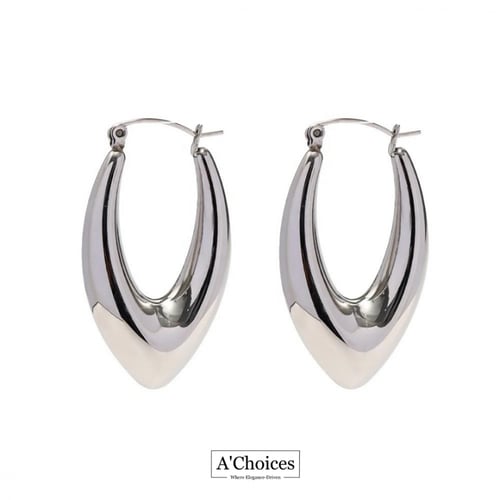 اقراط فضية مصنوعة من الستانلس ستيل المطلي بالفضة ض...