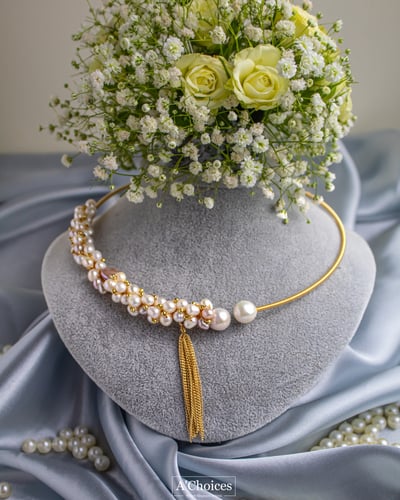 عقد تشوكر مصنوع يدوياً من النحاس المطلي بالذهب عيا...