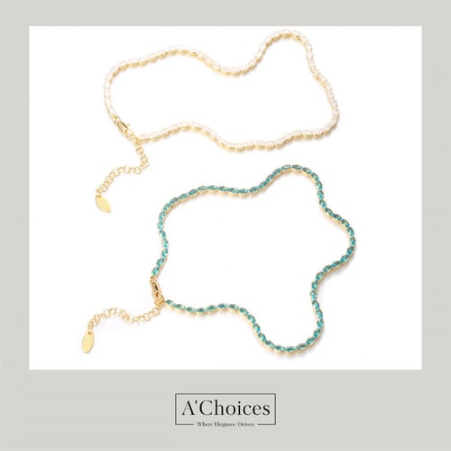 عقد تشوكر مطلي ذهب مع الزيركون الأبيض والأزرق