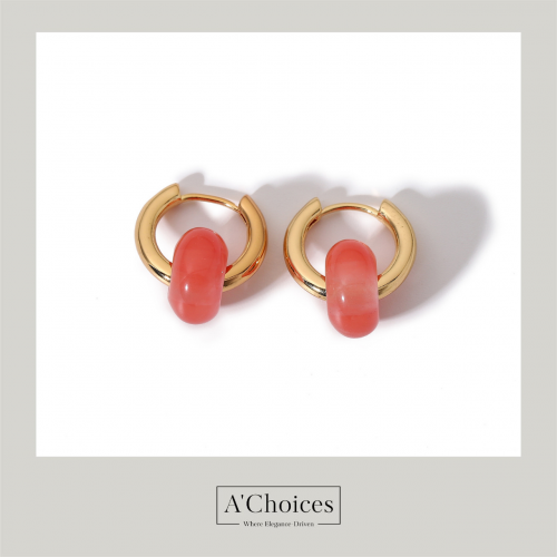 اقراط ذهبية بحجر الكوارتز