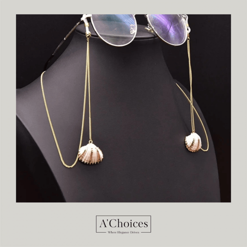 سلسلة نظارة مصنوعة يدوياً مطلية بالذهب مع الأصداف...