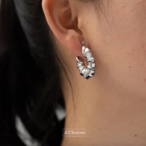 اقراط فضية مصنوعة من الستانلس ستيل المطلي بالفضة ض...