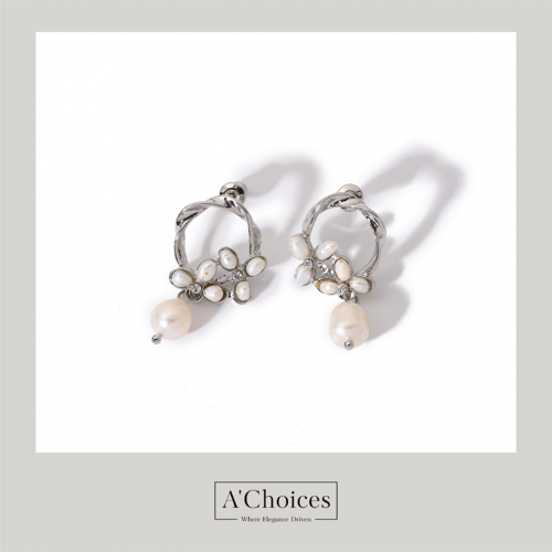 اقراط مطلية بالذهب مع اللؤلؤ الزراعي والزيركون بلو...