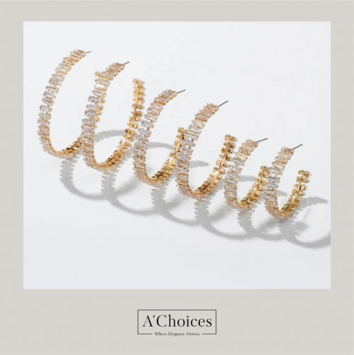 E02002 اقراط مطلية بالذهب 18 مقاس 30 مل