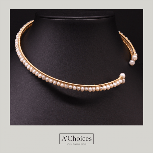 تشوكر ذهبي مصنوع يدوياً من النحاس المطلي بالذهب عي...