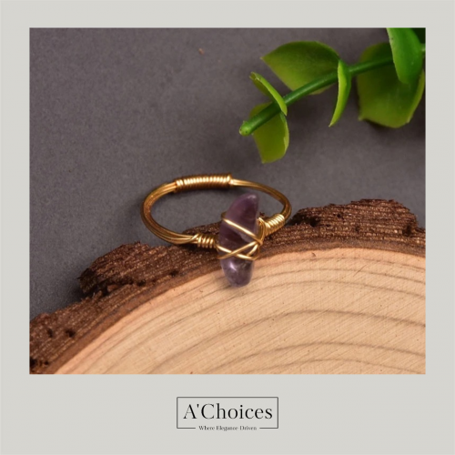 خاتم ذهبي مطلي بالذهب مع الأحجار الملونة