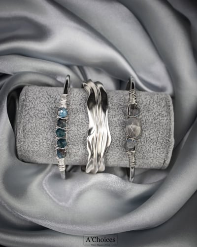 اساور ملفوفة بالأسلاك مطلية ذهب بحجر الكيانيت مصنو...