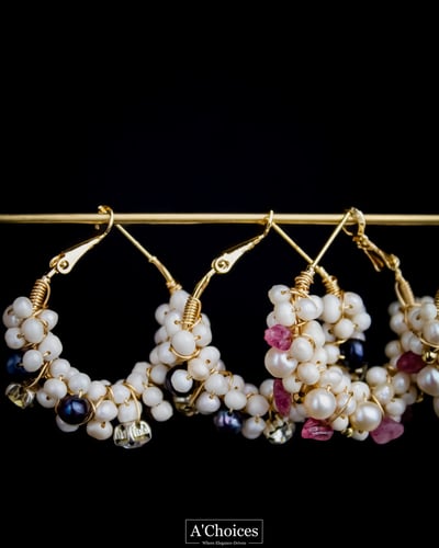 أقراط مصنوعة يدوياً من الفضة والنحاس المطلي بالذهب...