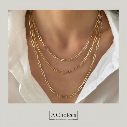 سلسلة بلون الذهب الكوبية بثلاث طبقات