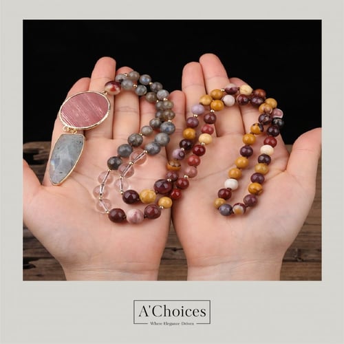 سلسال احجار كريمه - حجر موكايت وحجر جاسبر و حجر ال...