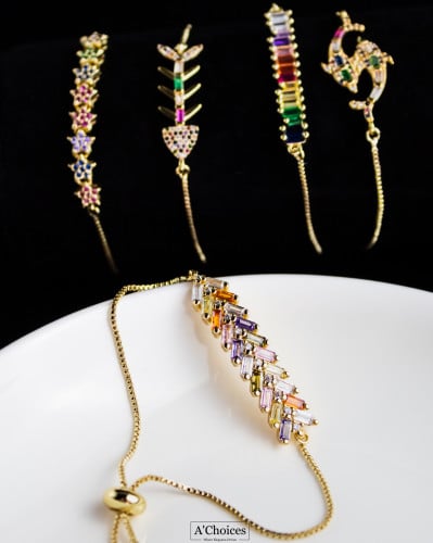 اساور مصنوعة من النحاس المطلي بالذهب بالزيركون الم...