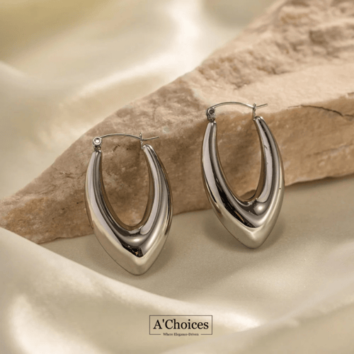 اقراط فضية مصنوعة من الستانلس ستيل المطلي بالفضة ض...