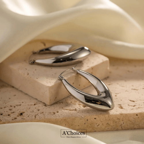 اقراط فضية مصنوعة من الستانلس ستيل المطلي بالفضة ض...