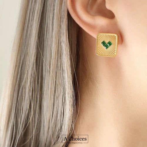 اقراط مصنوعة من الستانلس ستيل المطلي بالذهب عيار 1...