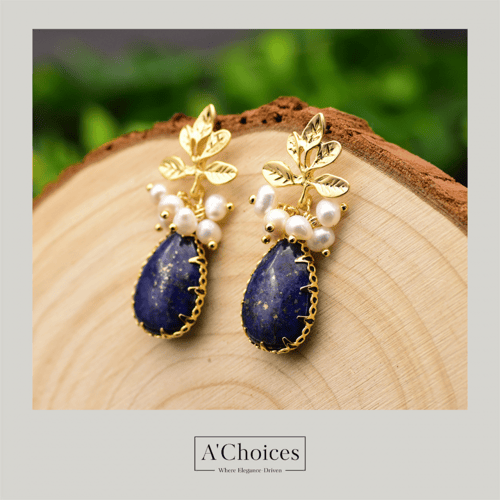 أقراط مصنوعة يدوياً من الفضة والنحاس المطلي بالذهب...