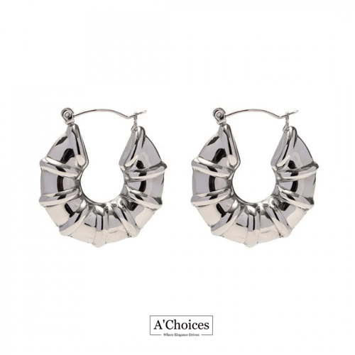 اقراط فضية مصنوعة من الستانلس ستيل المطلي بالفضة ض...