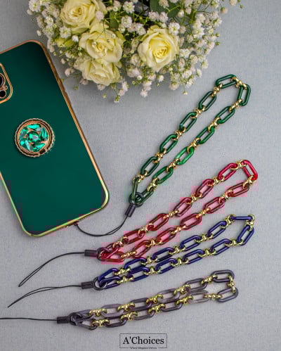 سلسلة موبايل مصنوعة يدوياً من الإكريلك الملون