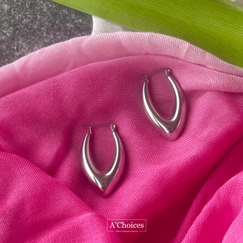 اقراط فضية مصنوعة من الستانلس ستيل المطلي بالفضة ض...