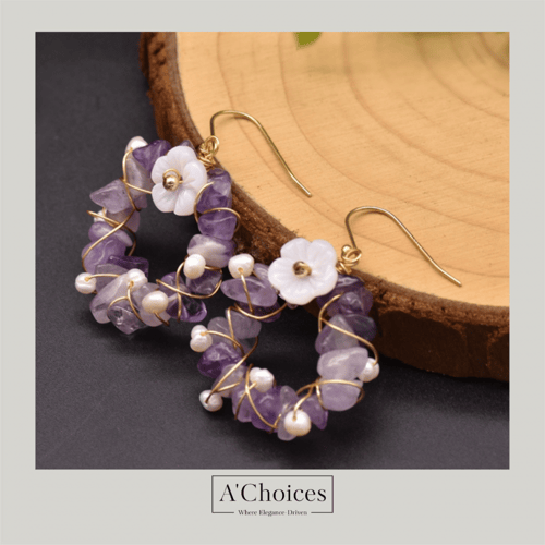 أقراط مصنوعة يدوياً من الفضة والنحاس المطلي بالذهب...