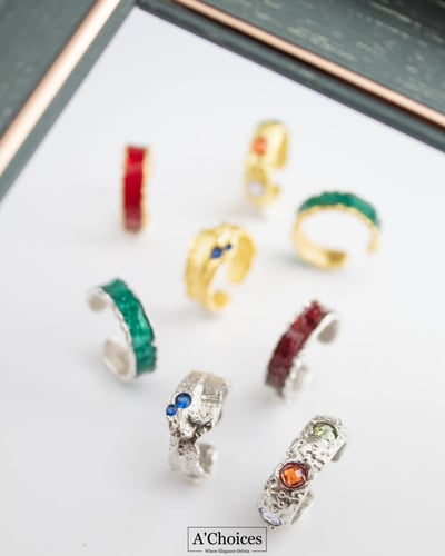 خاتم مصنوع من الفضة عيار 925 مطلي بالذهب بلونين أخ...