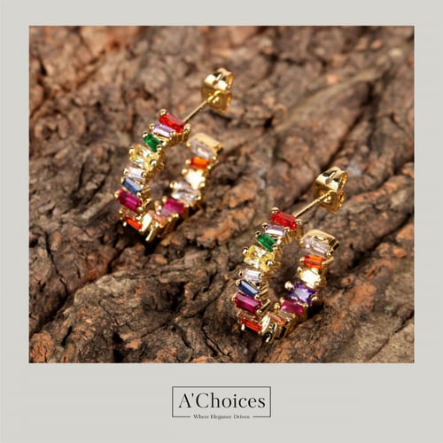 اقراط مصنوعة من النحاس المطلي بالذهب مع الزيركون ا...