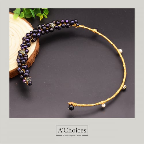 تشوكر ناعم مصنوع يدوياً من النحاس المطلي بالذهب مع...