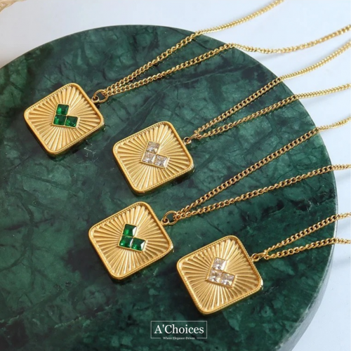 سلسال نسائي مصنوع من الستانلس ستيل المطلي بالذهب ع...