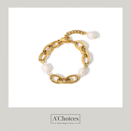 سوار مصنوع من الفولاذ المقاوم للصدأ المطلي بالذهب...