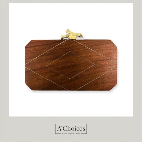 شنطه يد هندية مصنوعة يدوياً من الخشب مع سلسلة ذهبي...