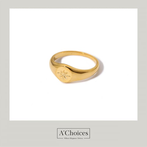 خاتم مطلي بالذهب بتصميم مميز