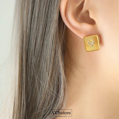 اقراط مصنوعة من الستانلس ستيل المطلي بالذهب عيار 1...