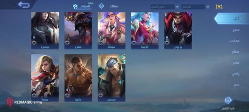 حساب موبايل ليجند ، لفل 43 + شخصيات 33 + سكنات 43...