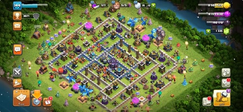 قرية كلاش اوف كلانس لفل 144 + تاون هول 15 + 3 تعوي...