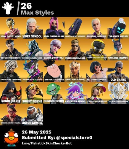 حساب فورت نايت السكنات 54 + سبايدر مان سكنات نادرة...