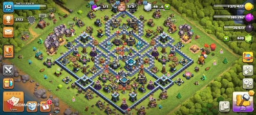 قرية كلاش اوف كلانس لفل 152 + تاون هول 13 + جنود و...